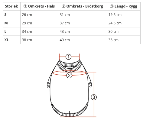 Storleksguide: Vernon - Svart Hundtröja med integrerad hundsele